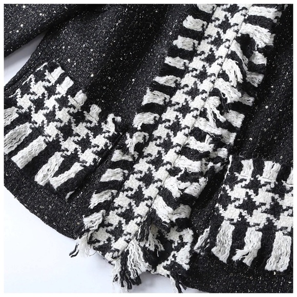 CATHALYN Houndstooth Fringe Skirt Jacket Set - Picture 5 of 8